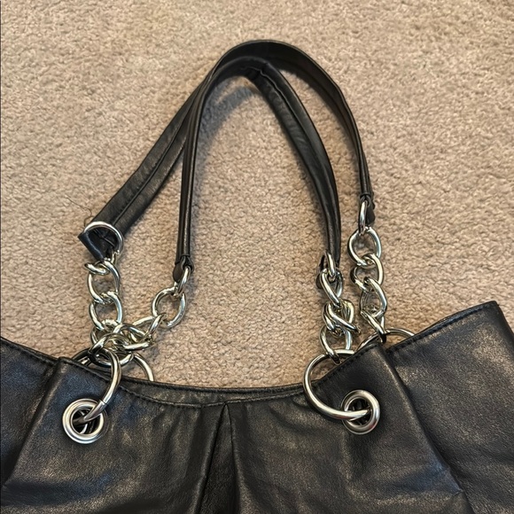 Kenneth Cole Reaction Black and Silver Shoulder Bag with Metallic Accents - Picture 11 of 12